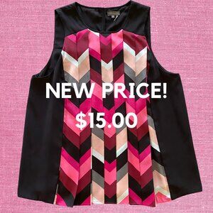 NOW ONLY $15.00 ( WAS $40) - Vince Camuto Top - Chevron Patterned, Black & Pink